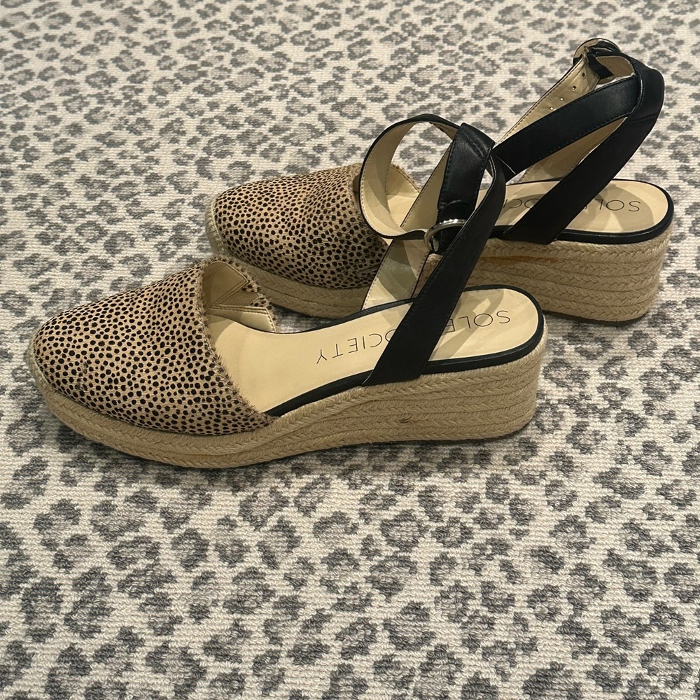 Sole Society Leopard Print Espadrille Wedges